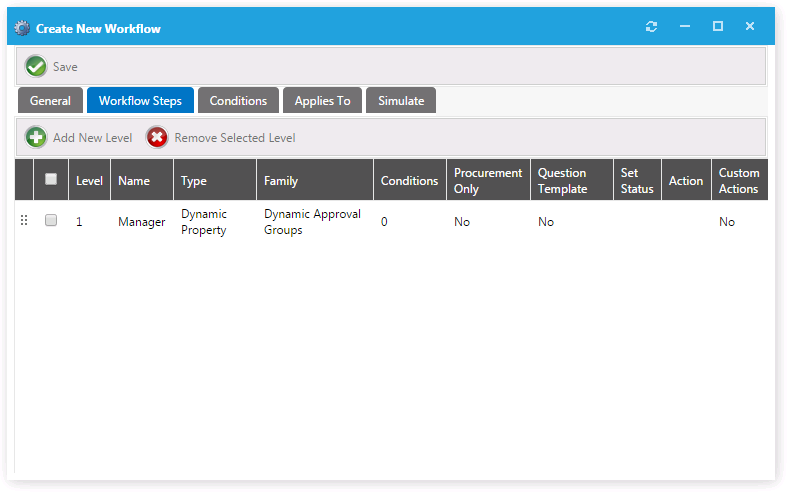 Workflow Properties Dialog Box / Workflow Steps Tab